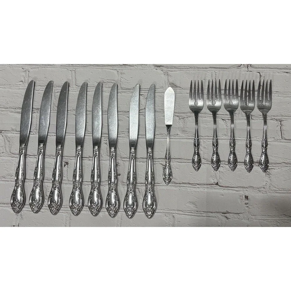 Oneida GALVESTON Profile Stainless Flatware Lot 14 Knives Forks Butter Spreader